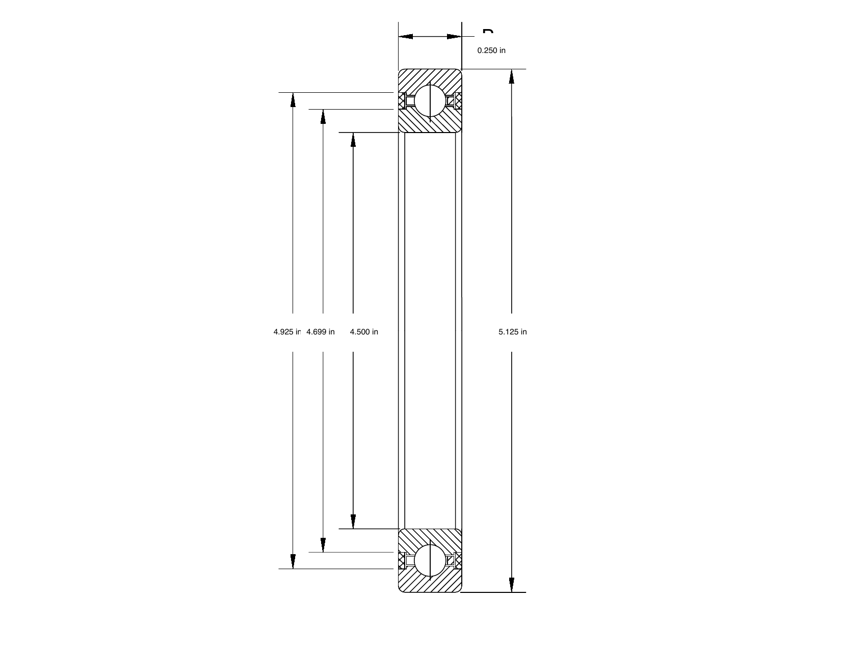 PRIUS BEARINGS JB045CP0 dimensioned mechanical drawing