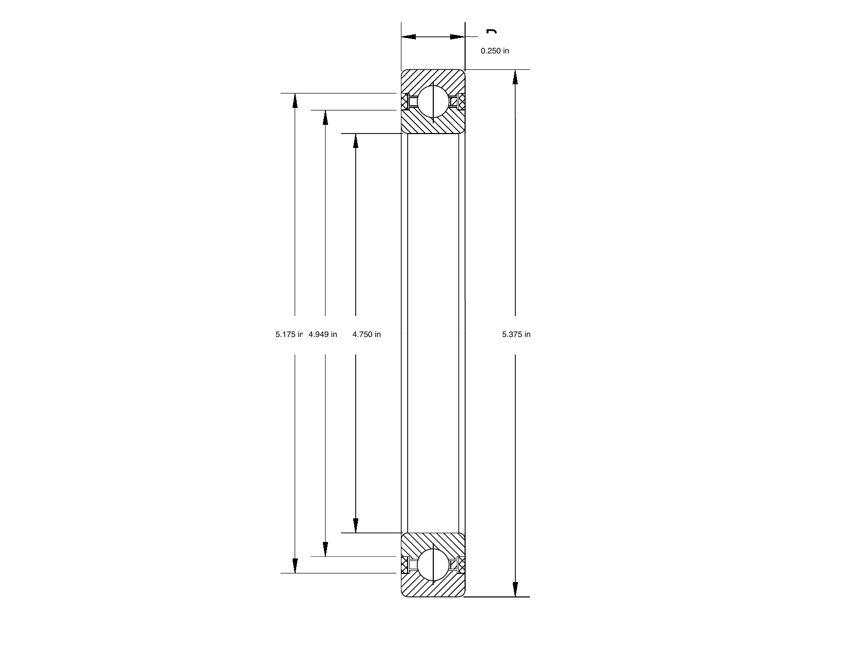 PRIUS BEARINGS JB047CP0 dimensioned mechanical drawing