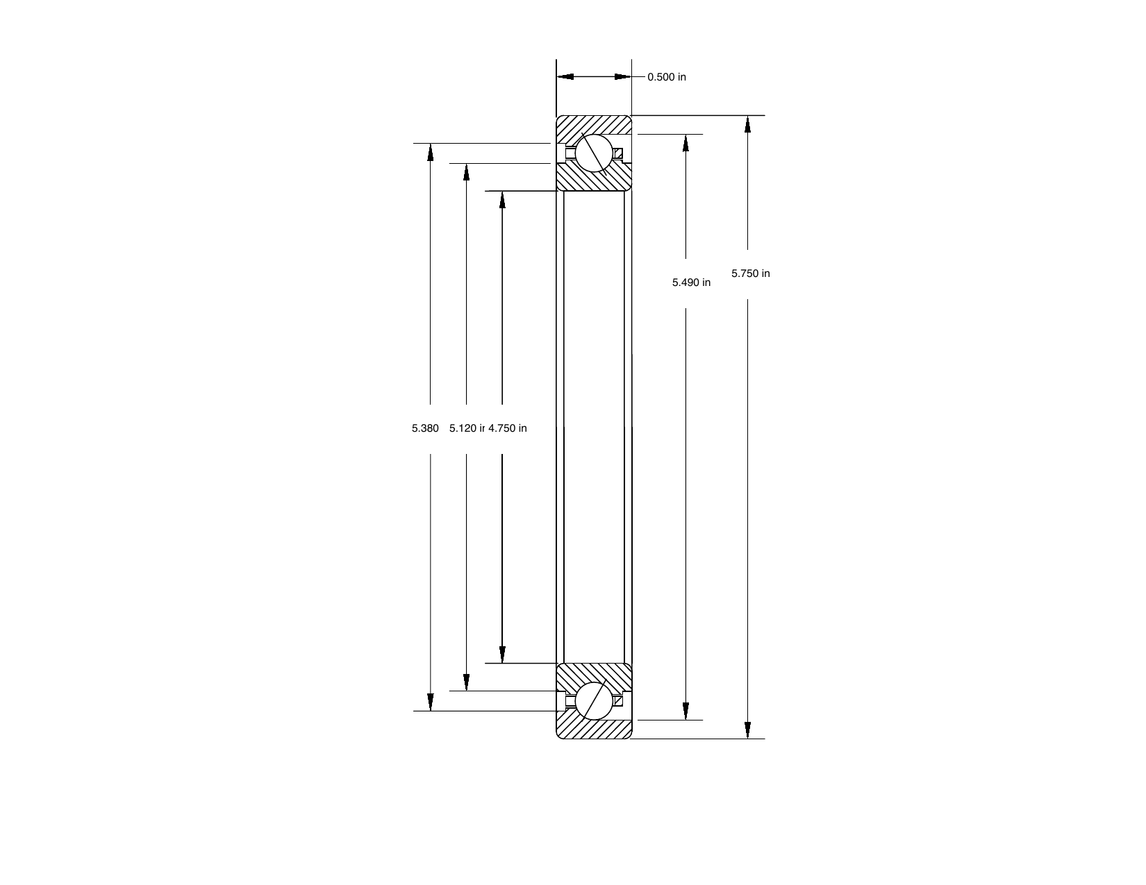 PRIUS BEARINGS KD047AR0 dimensioned mechanical drawing
