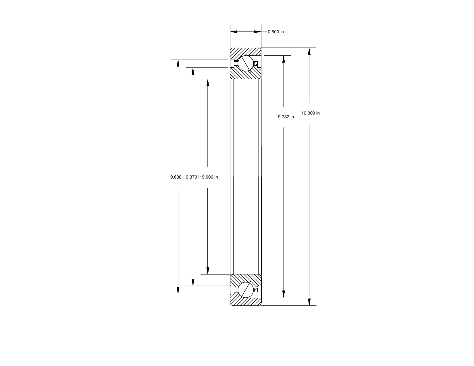 PRIUS BEARINGS KD090AR0 dimensioned mechanical drawing