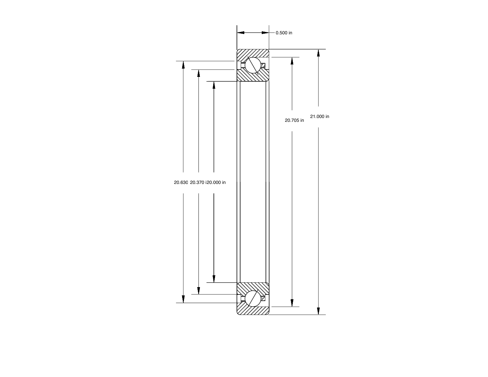 PRIUS BEARINGS KD200AR0 dimensioned mechanical drawing