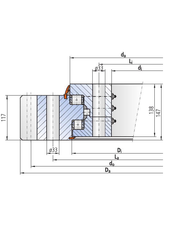 PRIUS BEARINGS 31-25 2500/2-06830 2D section drawing