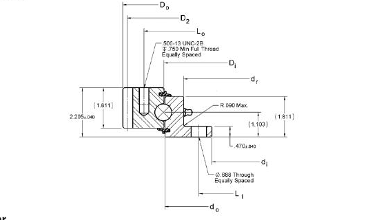 PRIUS BEARINGS RK6-25E1Z 2D section drawing