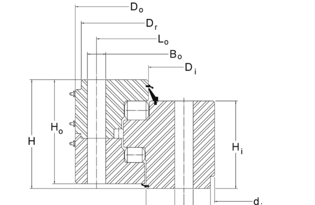 PRIUS BEARINGS 16372001 2D section drawing