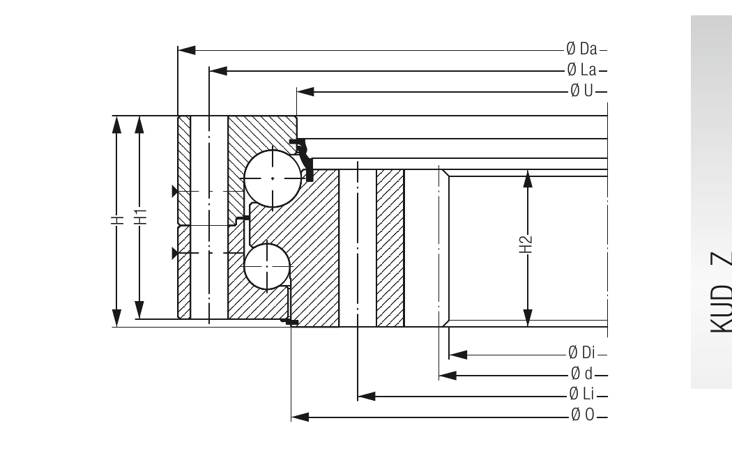PRIUS BEARINGS KUD02690 2D section drawing