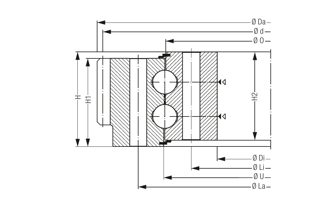 PRIUS BEARINGS KUD02197 2D section drawing
