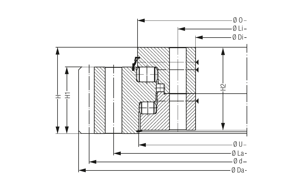 PRIUS BEARINGS ROD01972 2D section drawing