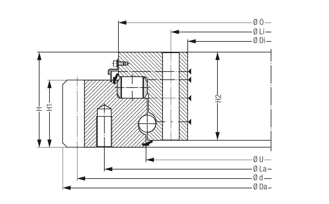 PRIUS BEARINGS RKD04200 2D section drawing