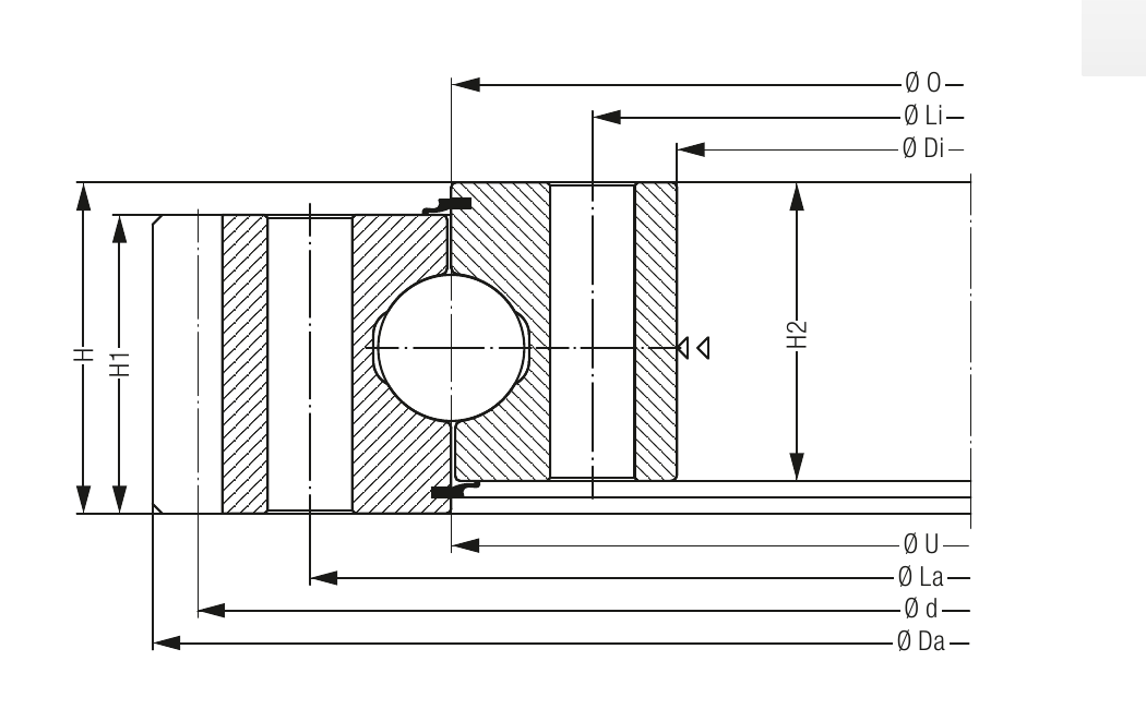 PRIUS BEARINGS KUD01219 2D section drawing