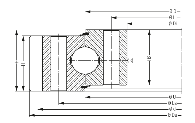 PRIUS BEARINGS KUD02150-045VA15-900-000 2D section drawing