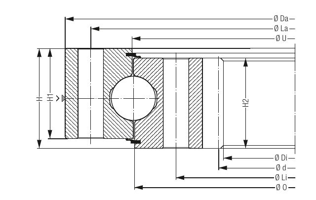 PRIUS BEARINGS KUD02100-050VJ15-900-000 2D section drawing
