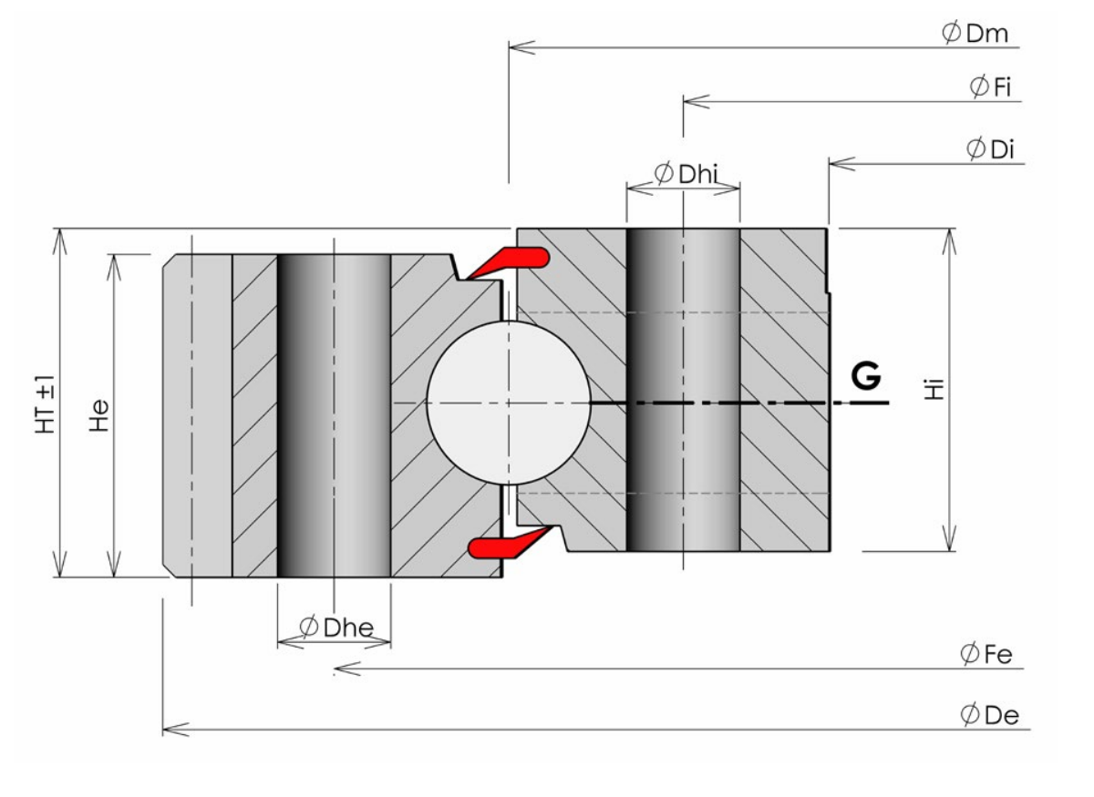 PRIUS BEARINGS 01-0555-01 2D section drawing