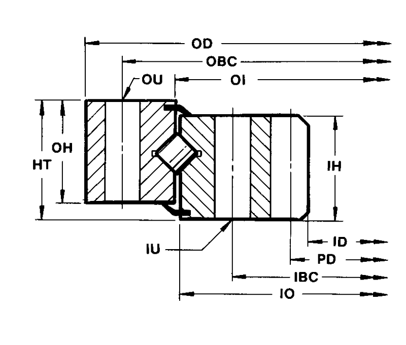 PRIUS BEARINGS R8-42N3 2D section drawing