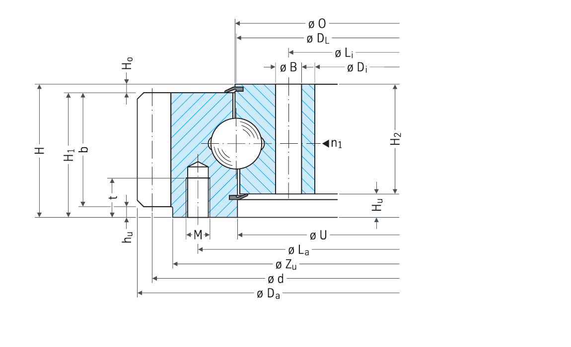 PRIUS BEARINGS 061.25.0764.103.11.1504 2D section drawing