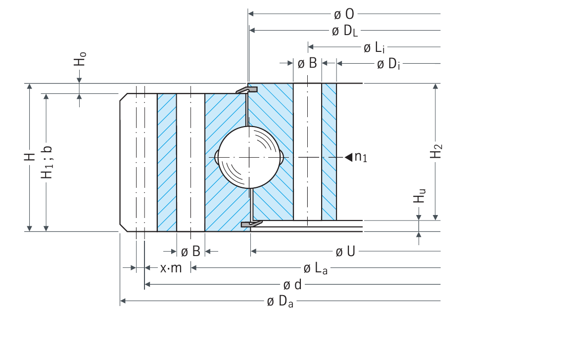 PRIUS BEARINGS 061.50.1900.001.49.1504 2D section drawing