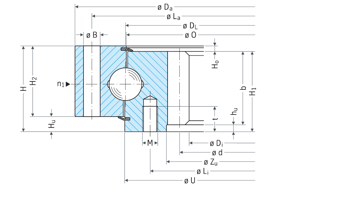 PRIUS BEARINGS 062.25.0886.106.11.1504 2D section drawing
