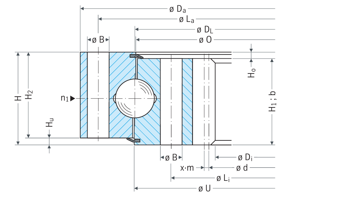 PRIUS BEARINGS 062.30.1250.000.11.1504 2D section drawing