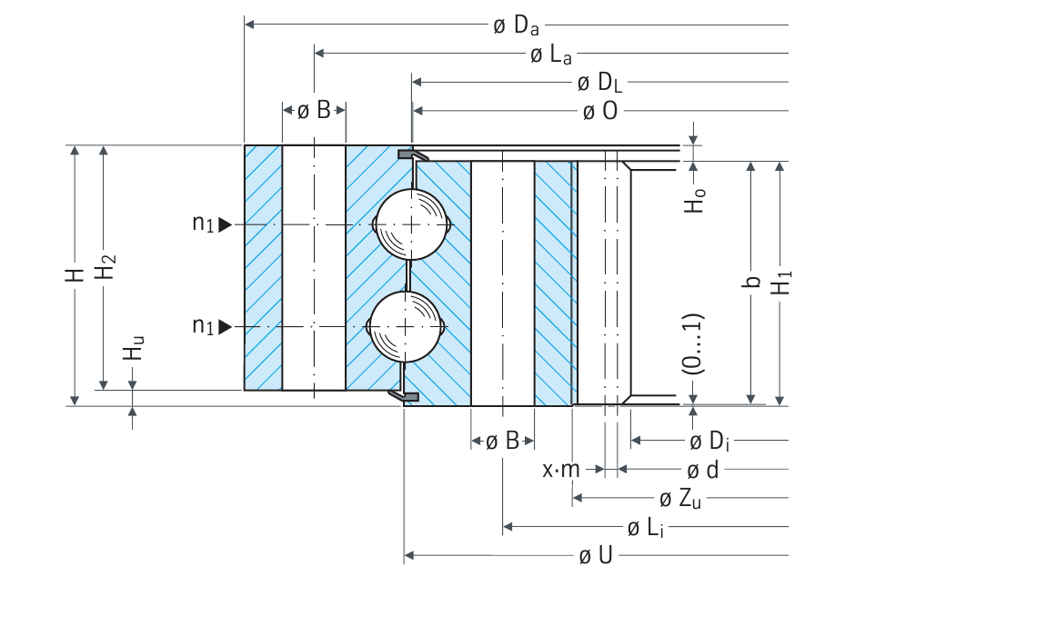 PRIUS BEARINGS 092.40.2003.990.11.1502 2D section drawing