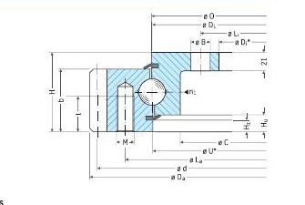 PRIUS BEARINGS Type 110/1100.1 2D section drawing