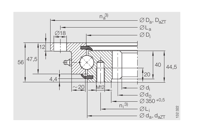 PRIUS BEARINGS VLI 20 0744 N 2D section drawing
