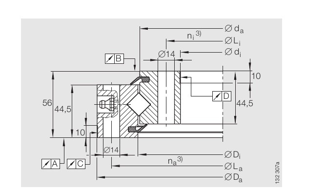PRIUS BEARINGS XSU 14 0844 2D section drawing