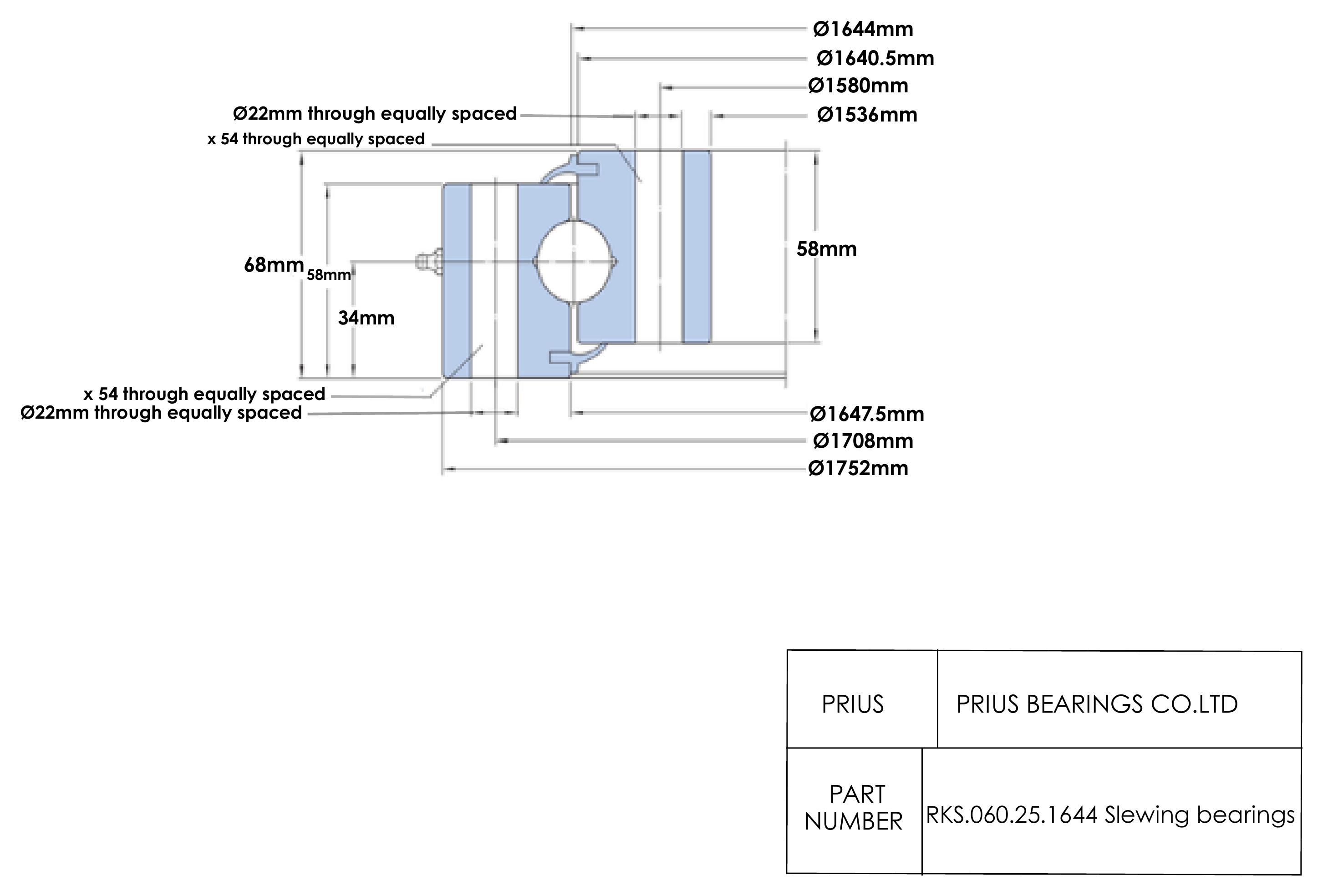 SKF RKS.060.25.1644 2D dimensional drawing PRIUS BEARINGS RKS.060.25.1644 2D dimensional drawing