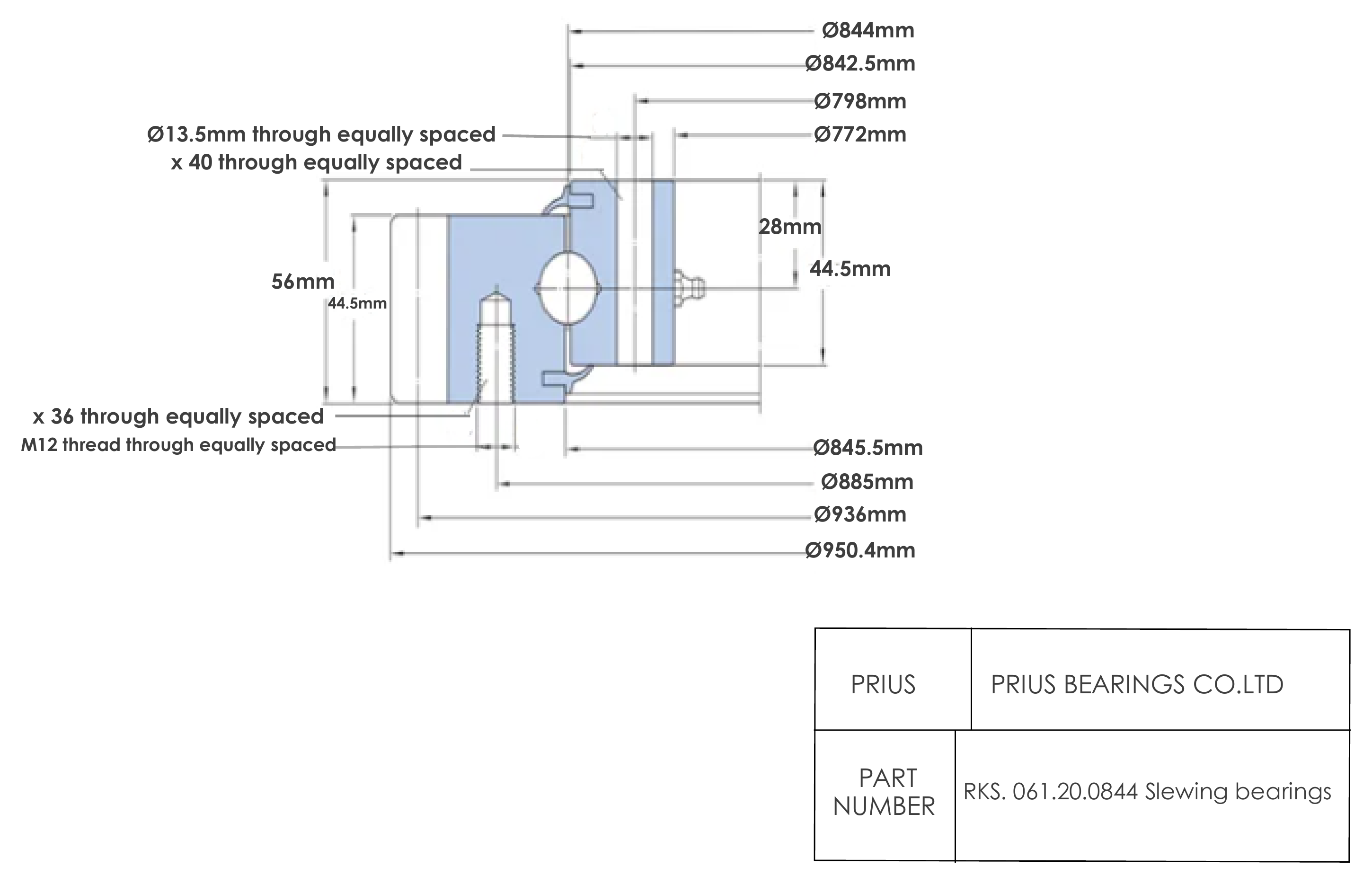 SKF RKS.061.20.0844 2D dimensional drawing PRIUS BEARINGS RKS.061.20.0844 2D dimensional drawing