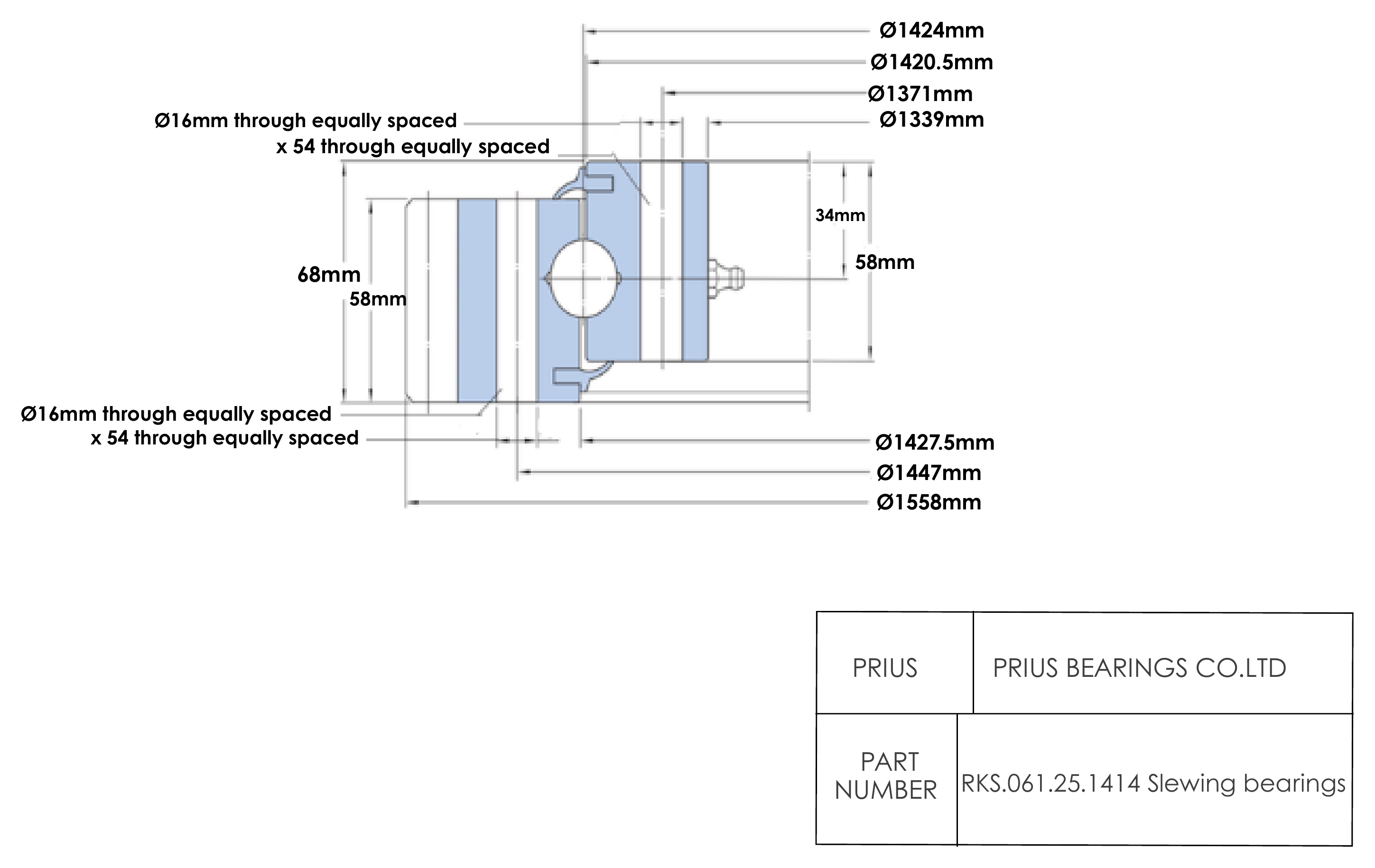 SKF RKS.061.25.1414 2D dimensional drawing PRIUS BEARINGS RKS.061.25.1414 2D dimensional drawing