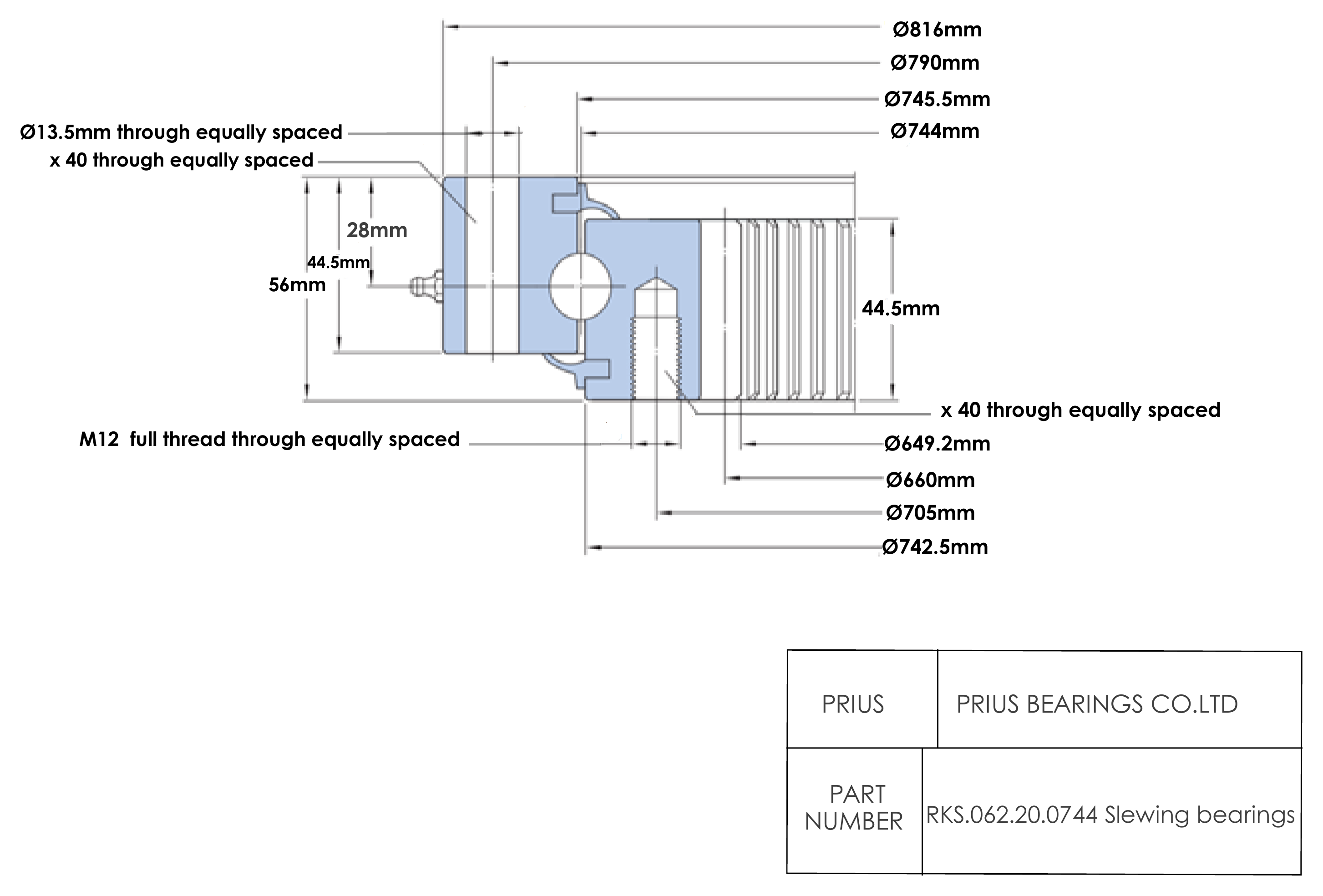SKF RKS.062.20.0744 2D dimensional drawing PRIUS BEARINGS RKS.062.20.0744 2D dimensional drawing