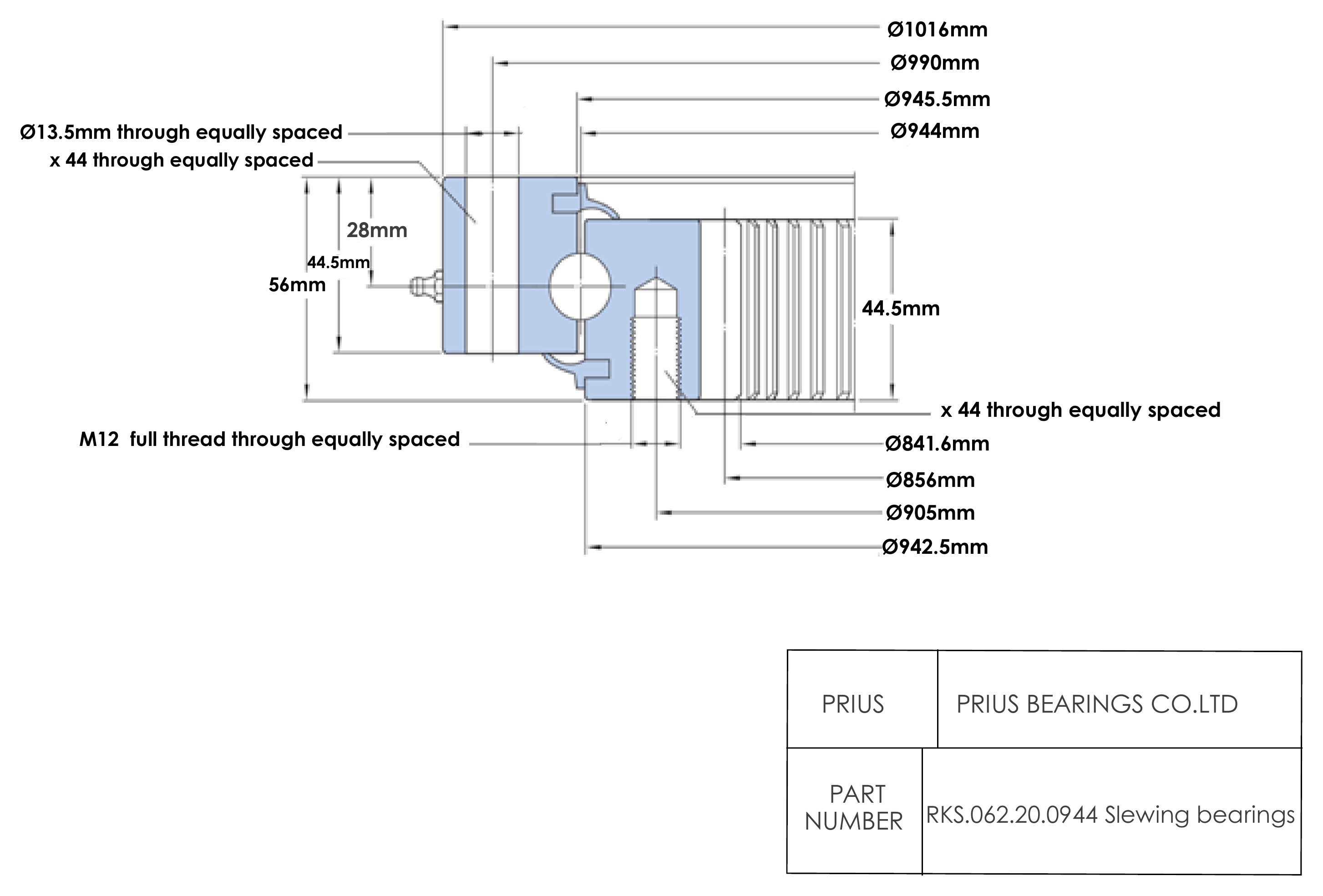 SKF RKS.062.20.0944 2D dimensional drawing PRIUS BEARINGS RKS.062.20.0944 2D dimensional drawing