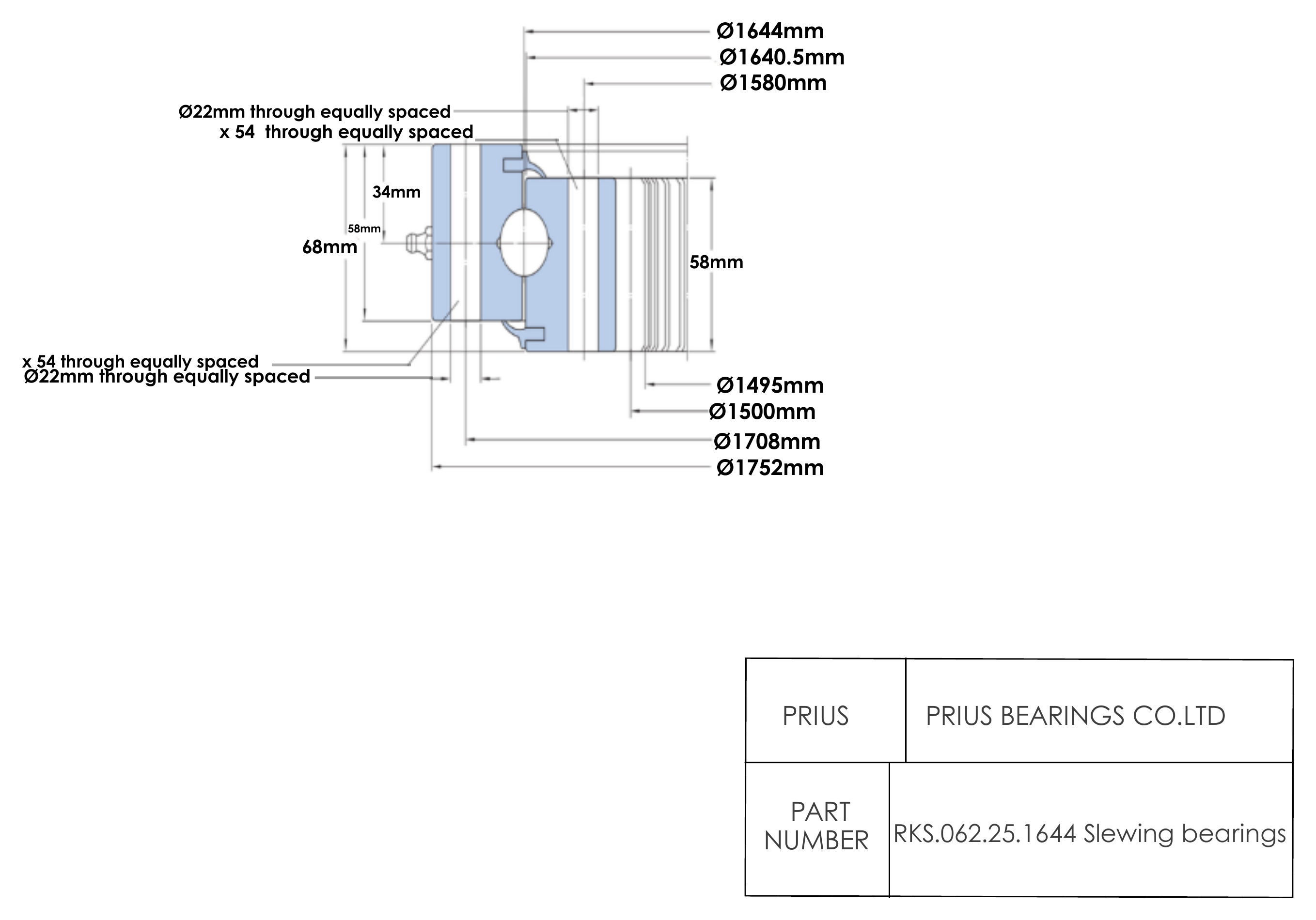 SKF RKS.062.25.1644 2D dimensional drawing PRIUS BEARINGS RKS.062.25.1644 2D dimensional drawing