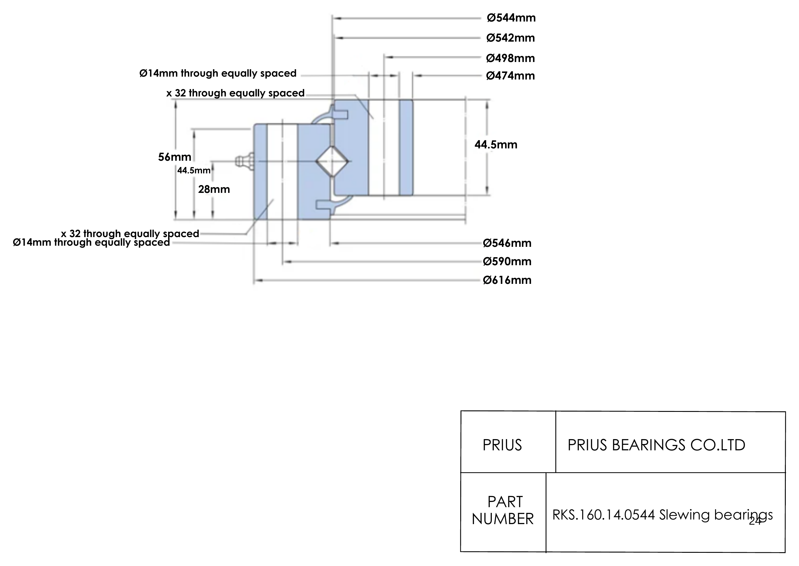 SKF RKS.160.14.0544 2D dimensional drawing PRIUS BEARINGS RKS.160.14.0544 2D dimensional drawing