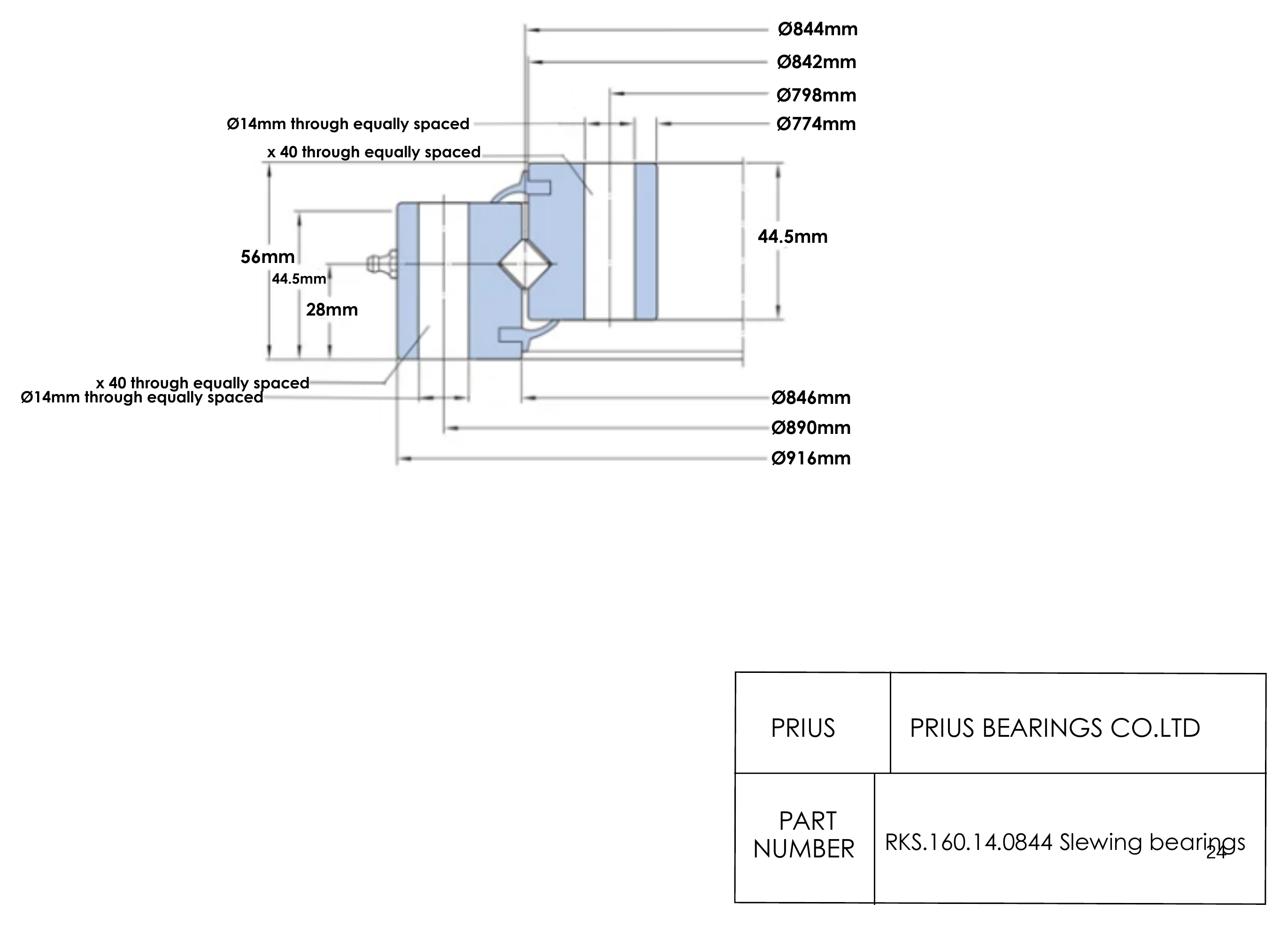 SKF RKS.160.14.0844 2D dimensional drawing PRIUS BEARINGS RKS.160.14.0844 2D dimensional drawing