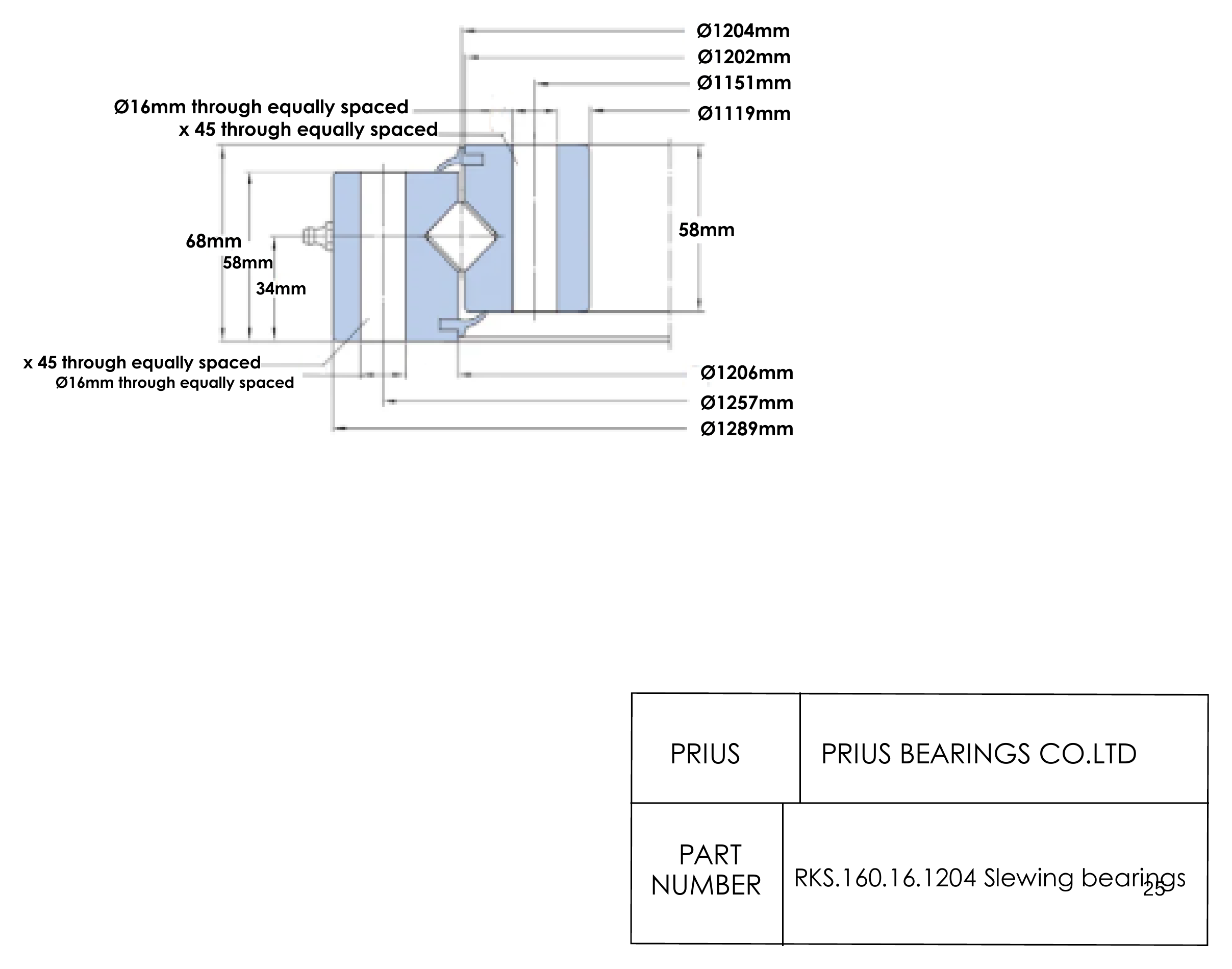 SKF RKS.160.16.1204 2D dimensional drawing PRIUS BEARINGS RKS.160.16.1204 2D dimensional drawing