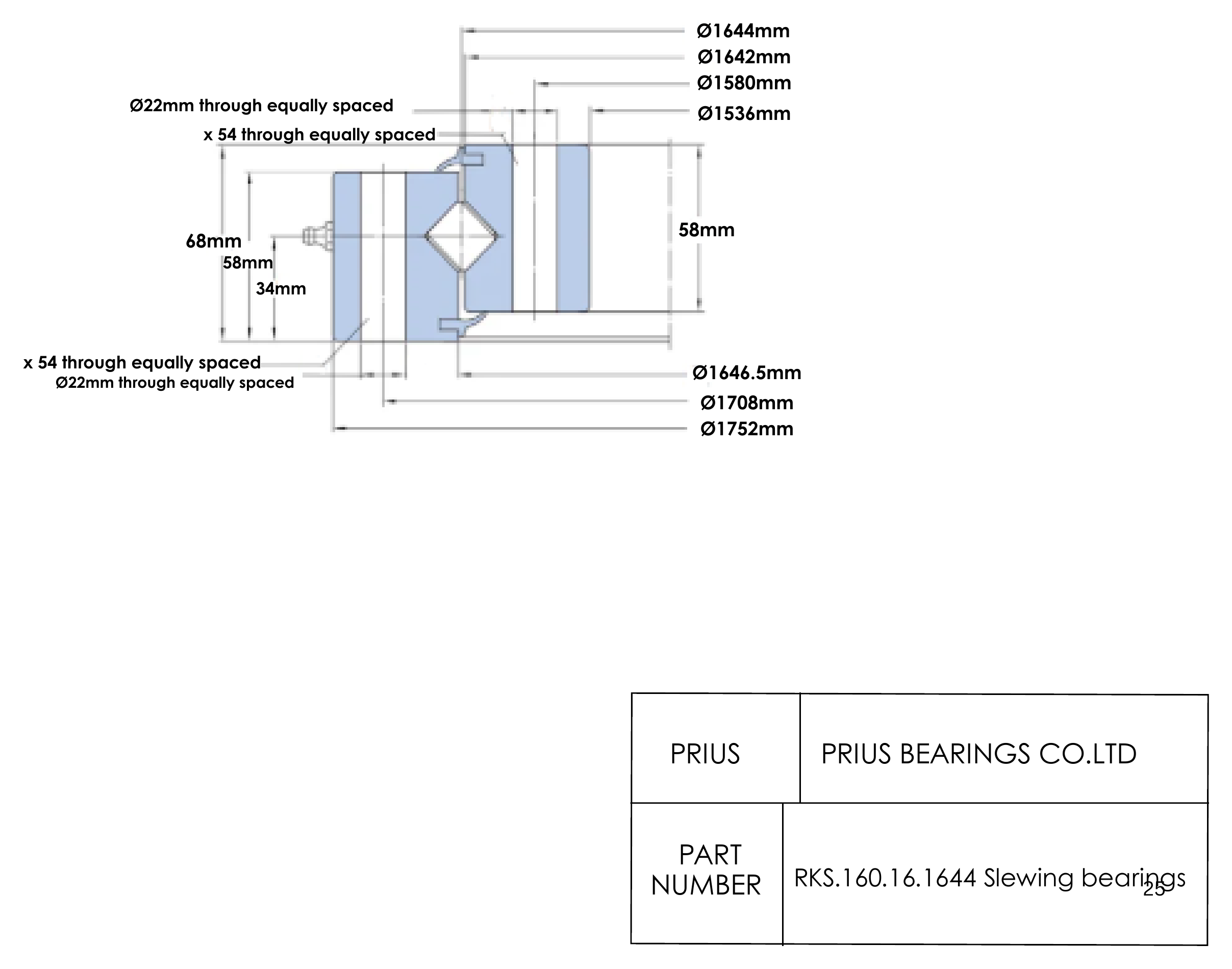 SKF RKS.160.16.1644 2D dimensional drawing PRIUS BEARINGS RKS.160.16.1644 2D dimensional drawing