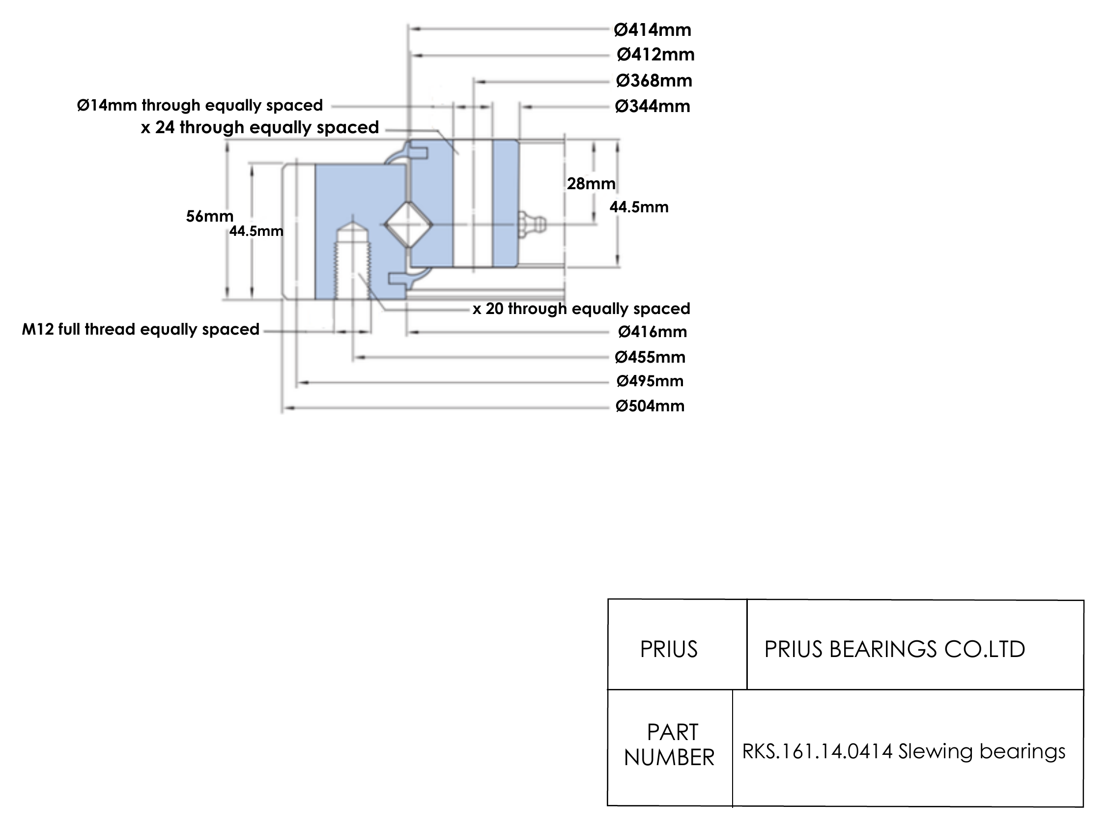 SKF RKS.161.14.0414 2D dimensional drawing PRIUS BEARINGS RKS.161.14.0414 2D dimensional drawing