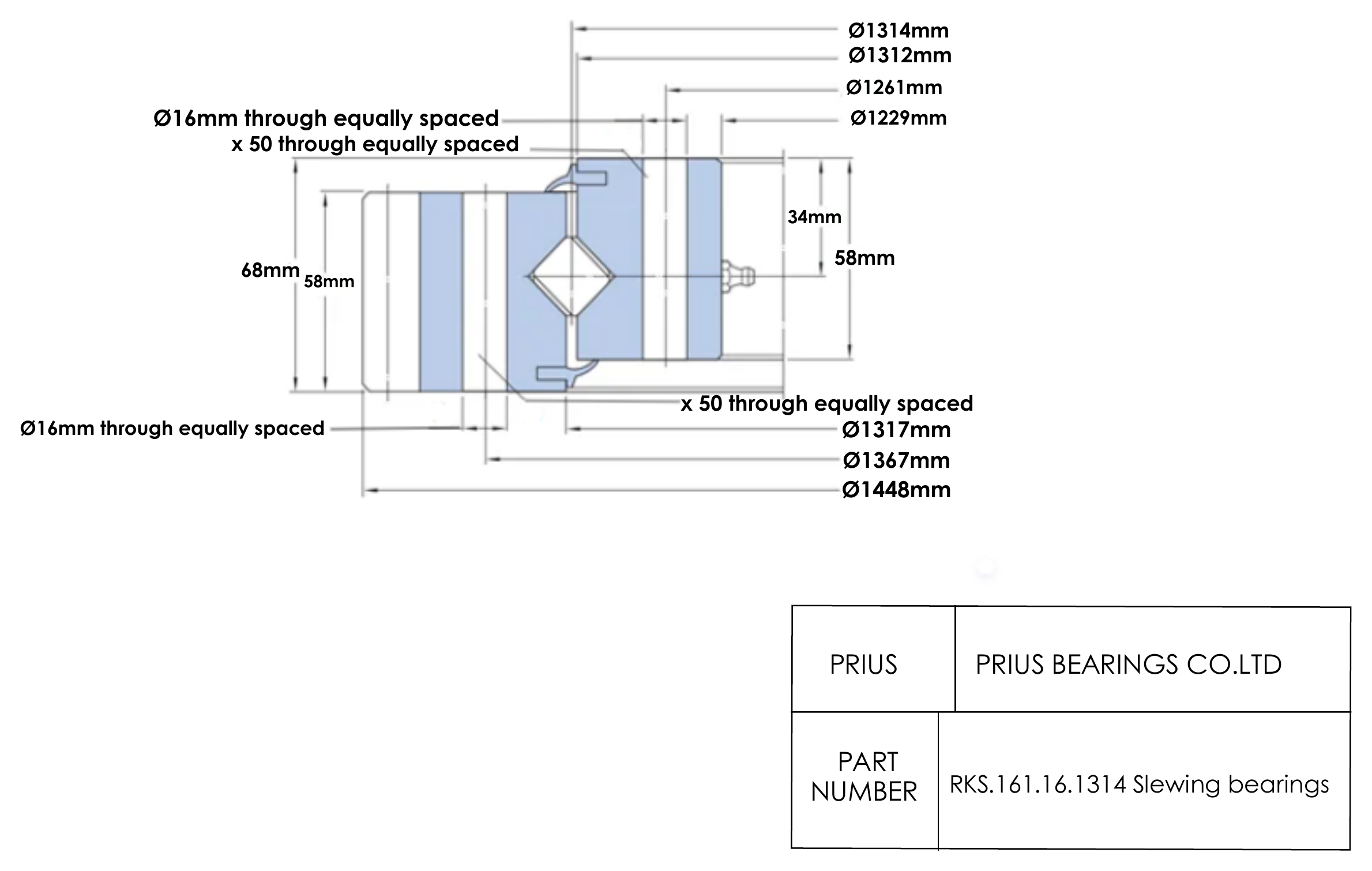 SKF RKS.161.16.1314 2D dimensional drawing PRIUS BEARINGS RKS.161.16.1314 2D dimensional drawing