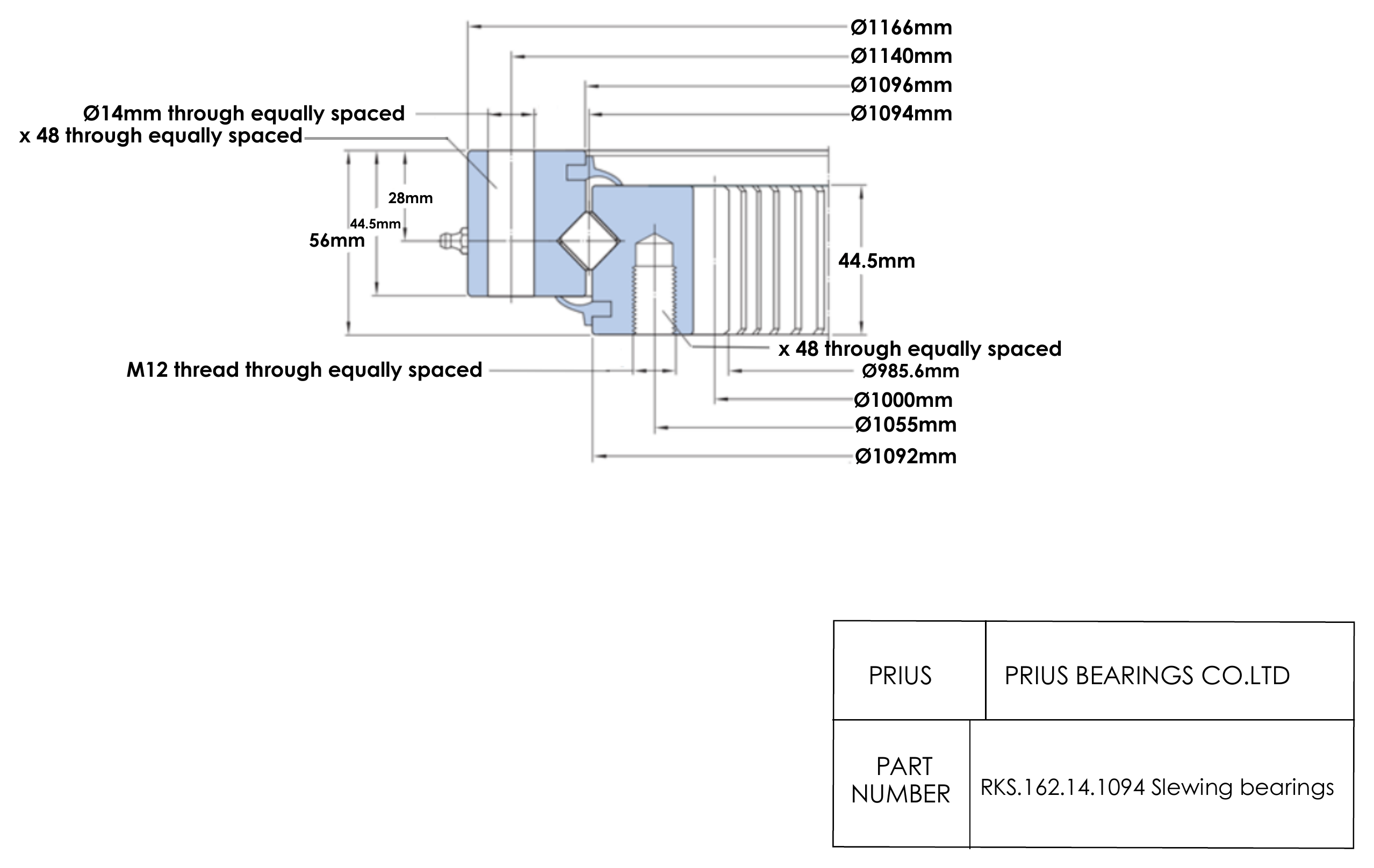 SKF RKS.162.14.1094 2D dimensional drawing PRIUS BEARINGS RKS.162.14.1094 2D dimensional drawing