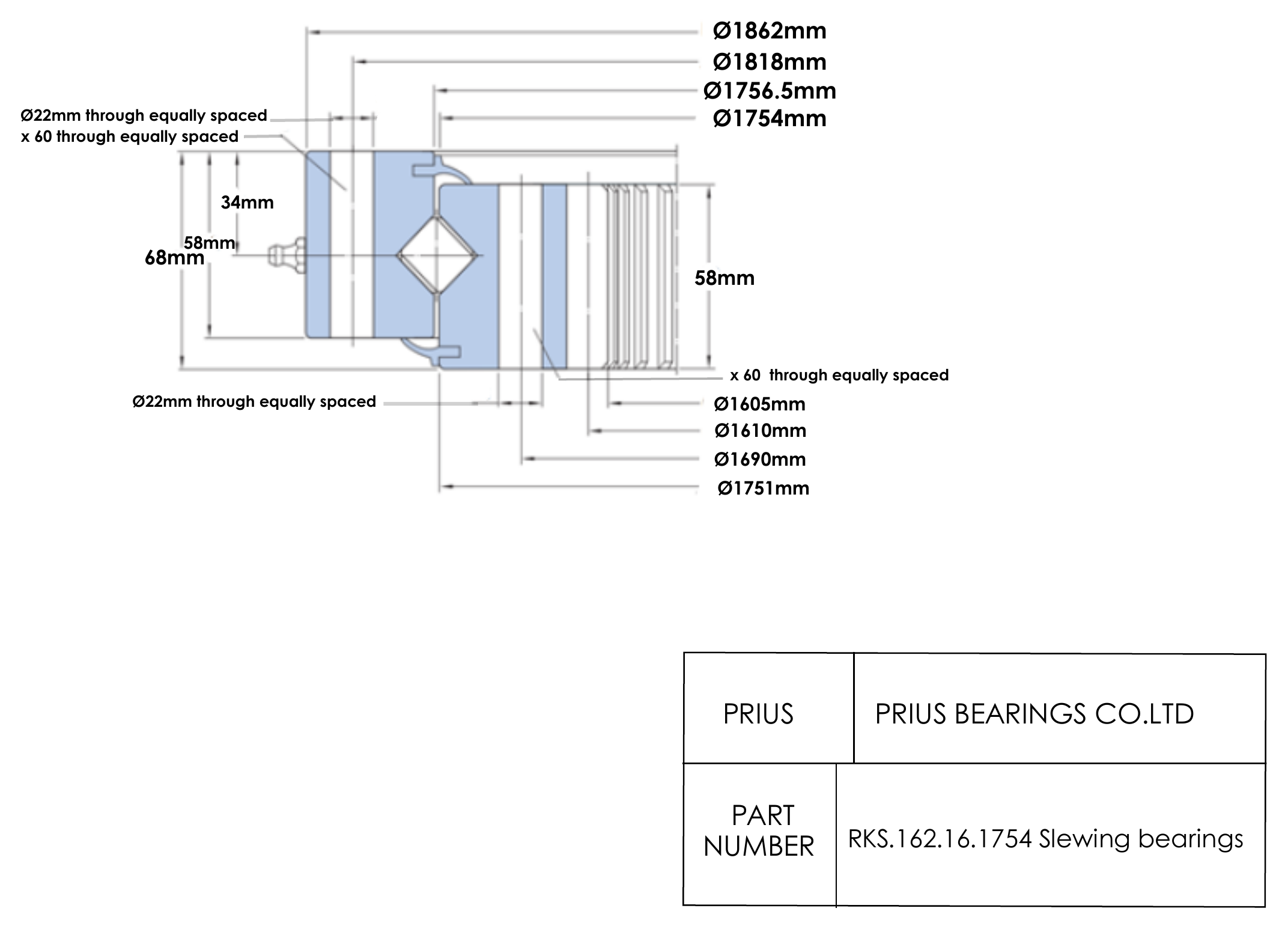 SKF RKS.162.16.1754 2D dimensional drawing PRIUS BEARINGS RKS.162.16.1754 2D dimensional drawing
