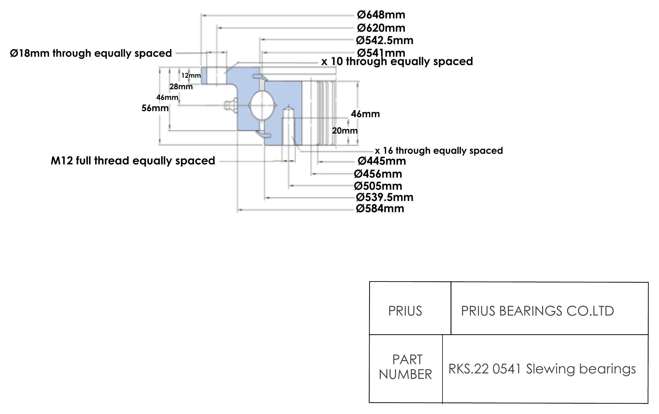 SKF RKS.22 0541 2D dimensional drawing PRIUS BEARINGS RKS.22 0541 2D dimensional drawing