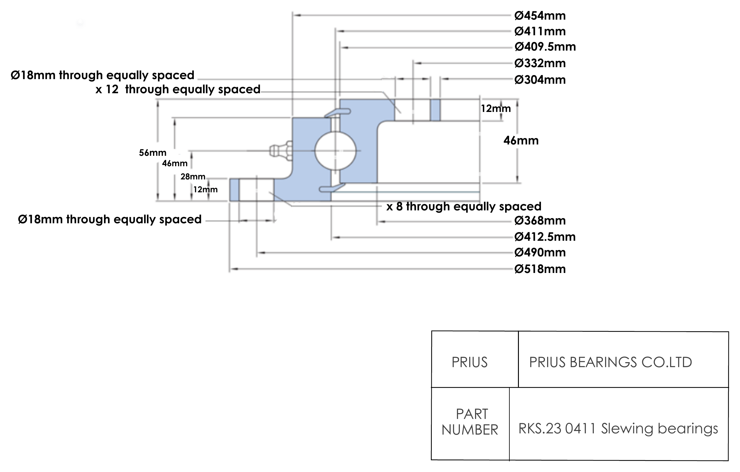 SKF RKS.23 0411 2D dimensional drawing PRIUS BEARINGS RKS.23 0411 2D dimensional drawing